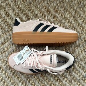Adidas Pink Sneakers with Black Stripes